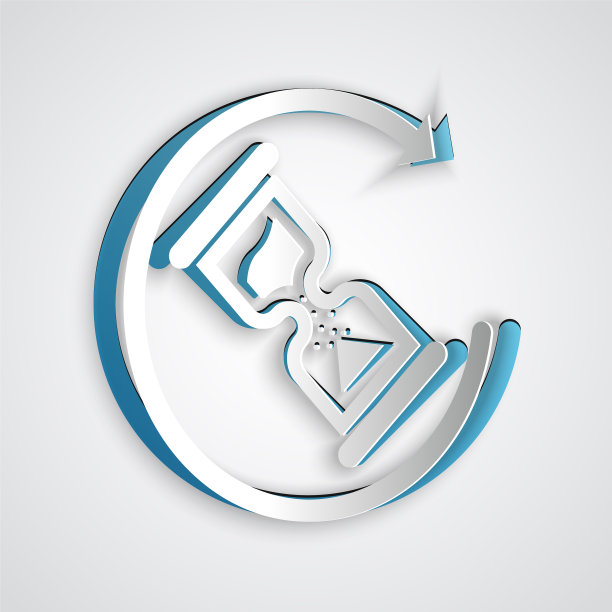 剪纸等待图标孤立的灰色背景图片下载