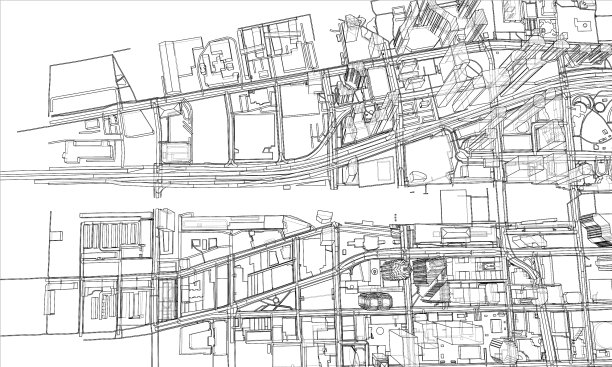 勾勒城市概念线框风格图片下载