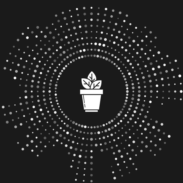 白花在花盆图标孤立的灰色图片下载