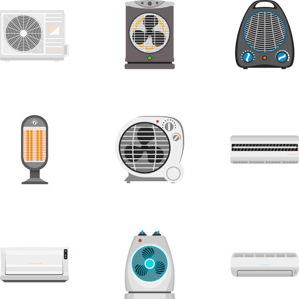 通风器图标设置平坦的风格图片下载