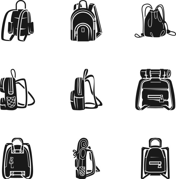 徒步背包图标设置简单的风格图片下载