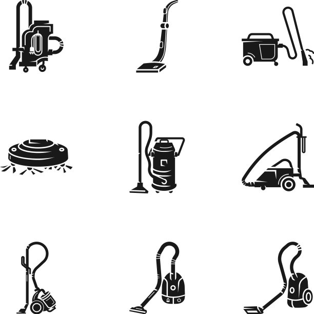 现代吸尘器图标集简约风格图片下载