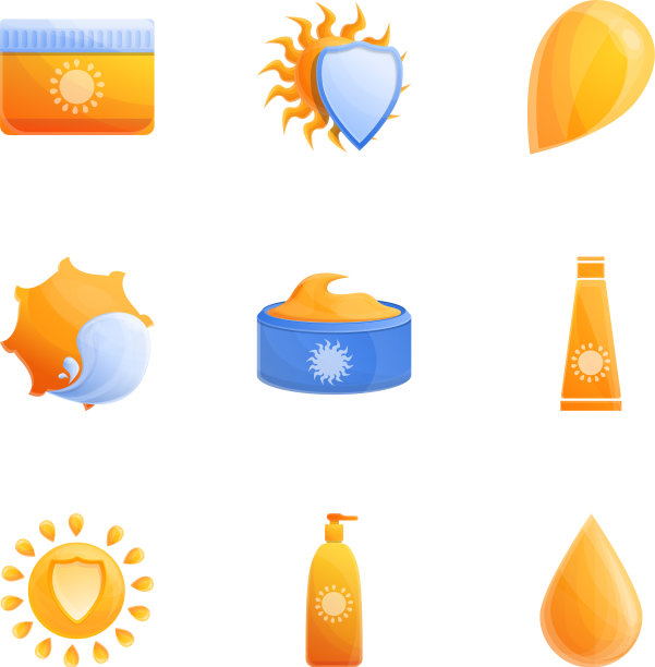 防晒霜图标设置卡通风格图片下载