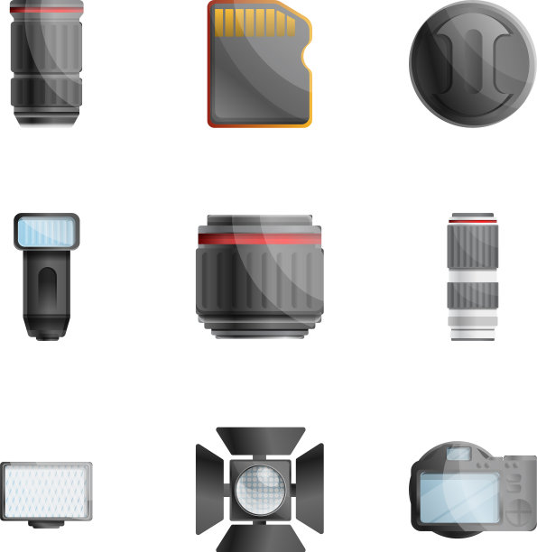 相机照片工具图标设置卡通风格图片下载