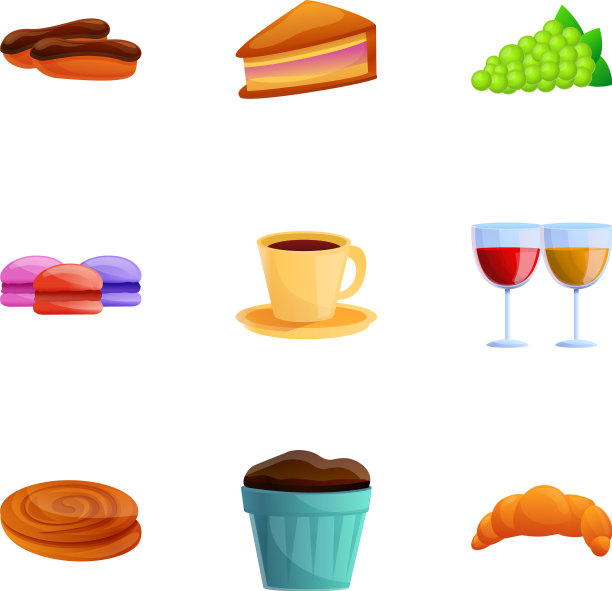 法国美食图标集卡通风格图片下载