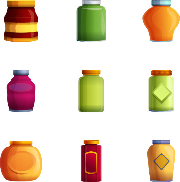 家果酱罐图标设置卡通风格图片下载