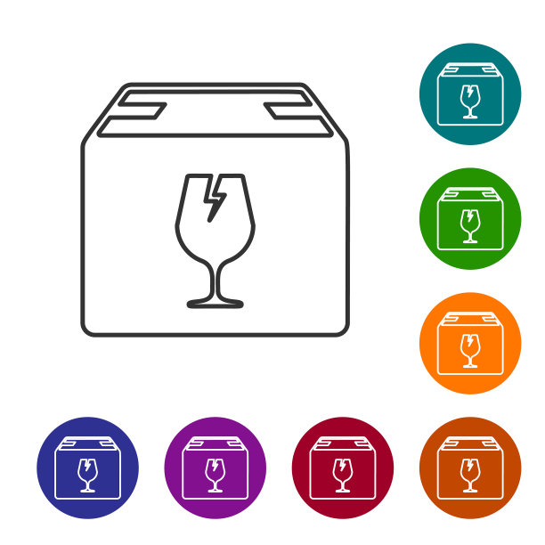 带有易碎品的灰色线交货包装盒图片下载