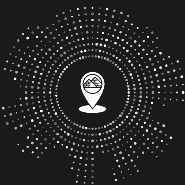 白色地图指针与埃及金字塔图标图片下载