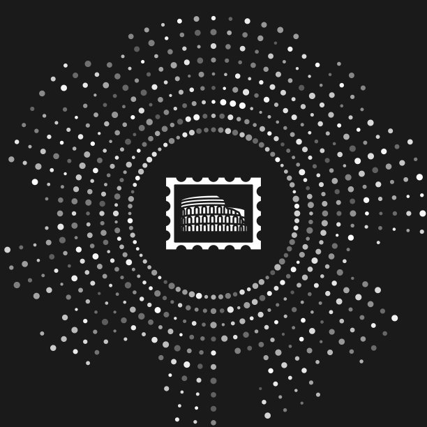 白色邮票和斗兽场图标孤立在图片下载