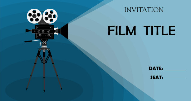 邀请传单与相机三脚架和图片下载