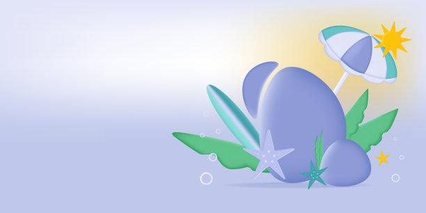 3 d夏天横幅。矢量设计的背景是海洋或海洋。带棕榈树、海星的沙滩伞。暑假概念，旅游广告，设计为海报，横幅，传单模板。图片下载