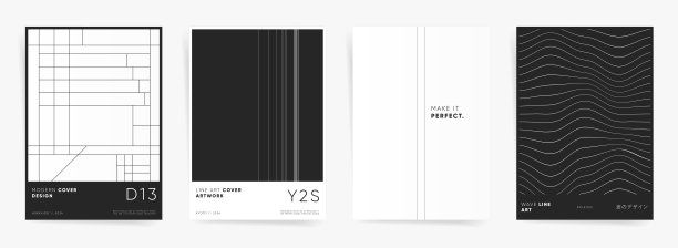 线性几何最小海报设置为标语，演示，横幅，书或笔记本封面。瑞士美学大胆的图形艺术。矢量背景和文本。黑色和白色。图片下载