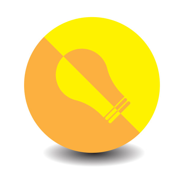 灯在黄色的圆圈里。创意概念的想法。卡通风格。设计元素。矢量插图。股票的形象。图片下载