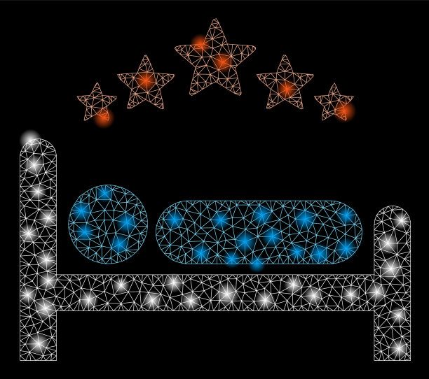 发光网骨架星酒店床与灯图片下载