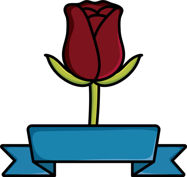 玫瑰花园与丝带框图片下载