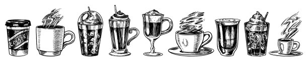 设置杯咖啡在复古风格带走图片下载