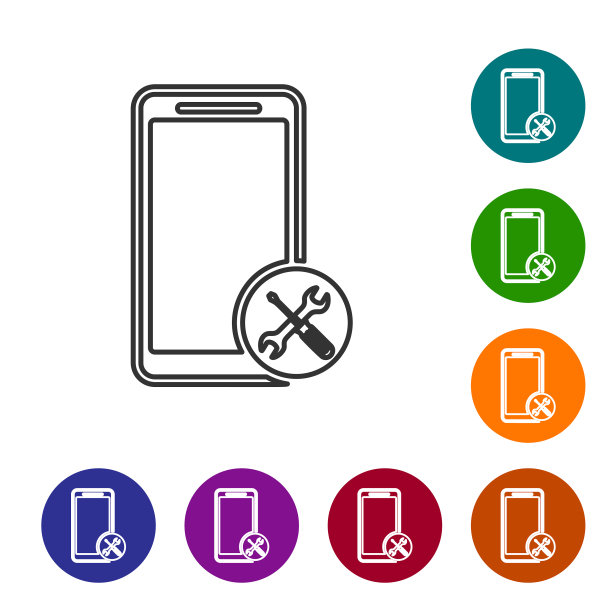 灰色线智能手机与螺丝刀和扳手图片下载