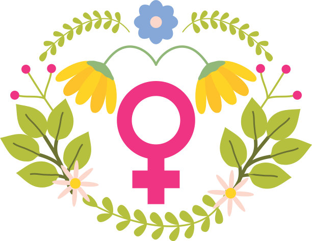女性性别象征以花为波普艺术风格图片下载