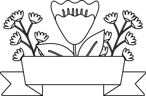 玫瑰花圃与丝带框图片下载