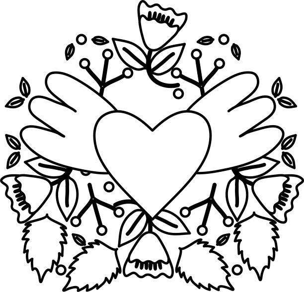 心之爱与翅膀和玫瑰流行艺术风格图片下载