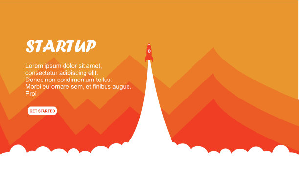 扁平化设计创业与火箭图标图片下载