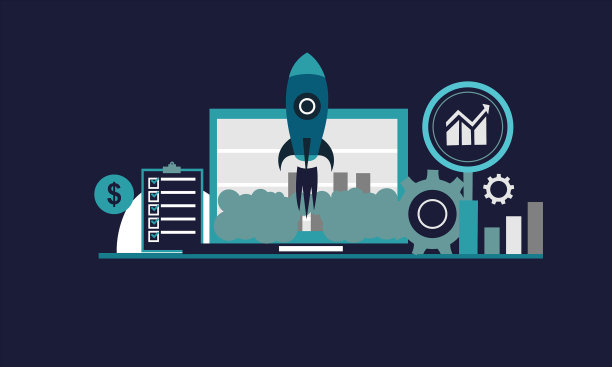 扁平化设计创业与火箭图标图片下载