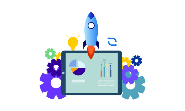 扁平化设计创业与火箭图标图片下载