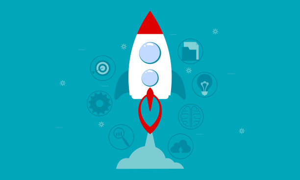 扁平化设计创业与火箭图标图片下载