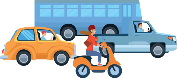 有司机驾驶的车辆和摩托车图片下载