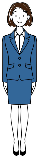 一个穿着西装的漂亮女人站在专注的姿势。全身站立插图矢量图片下载