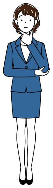 一个穿着西装的漂亮女人在认真考虑一个决定。全身站立插图矢量图片下载