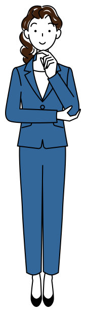 一个穿着西装的漂亮女人想着一个积极的决定。全身站立插图矢量图片下载