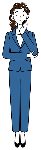 一个穿着西装的漂亮女人在认真考虑一个决定。全身站立插图矢量图片下载