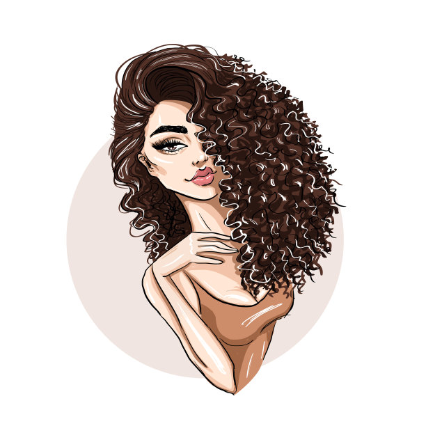 美丽的女人卷发图片下载