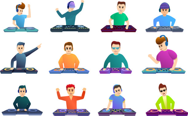 DJ音乐图标设置卡通风格图片下载