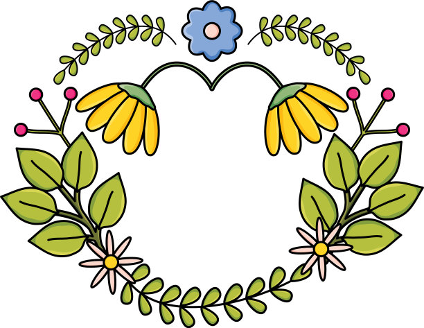 花卉花园植物圆形框架图片下载