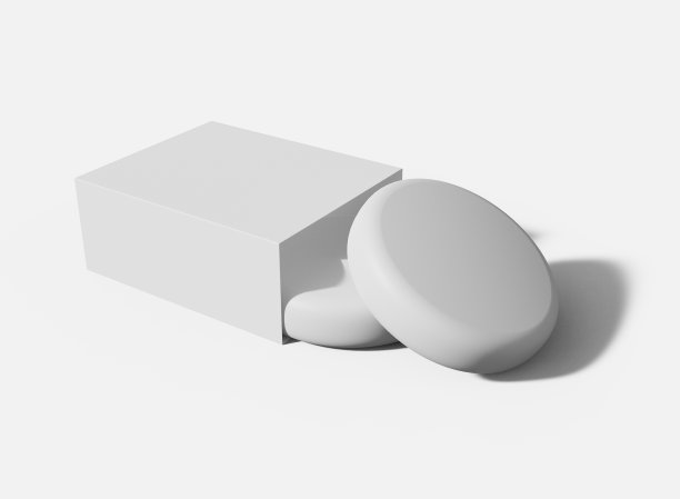 白色圆形肥皂条及包装盒图片下载