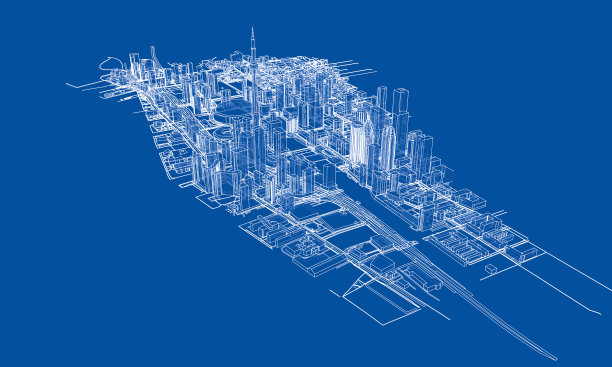 勾勒城市概念线框风格图片下载