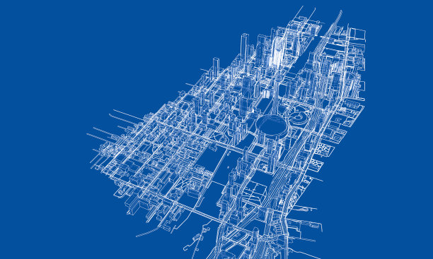 勾勒城市概念线框风格图片下载