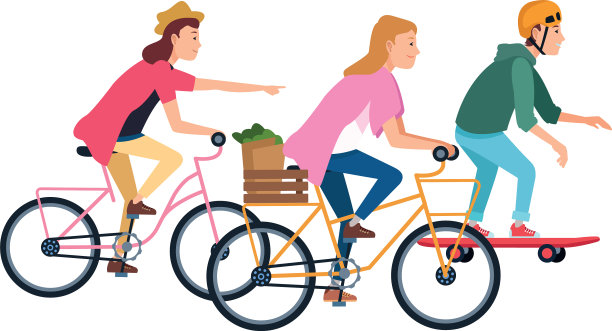 有自行车和滑板的人图片下载