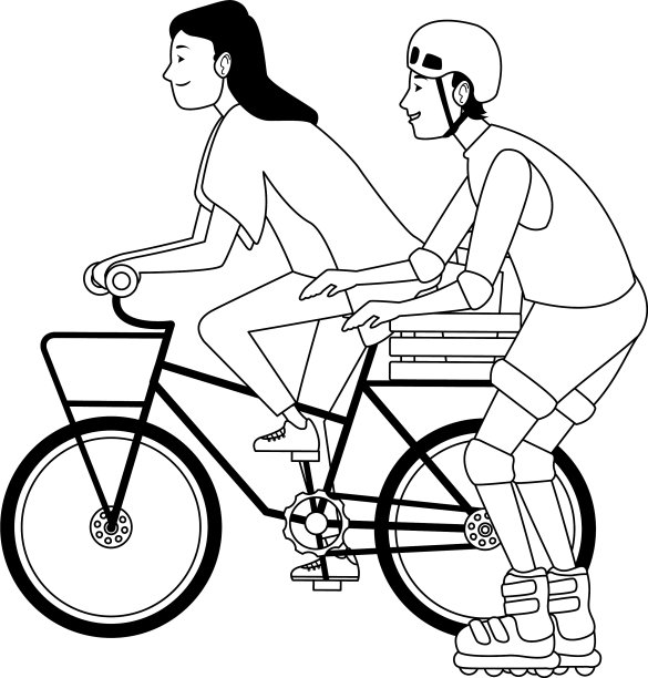 一对年轻的夫妇正在训练极限运动图片下载