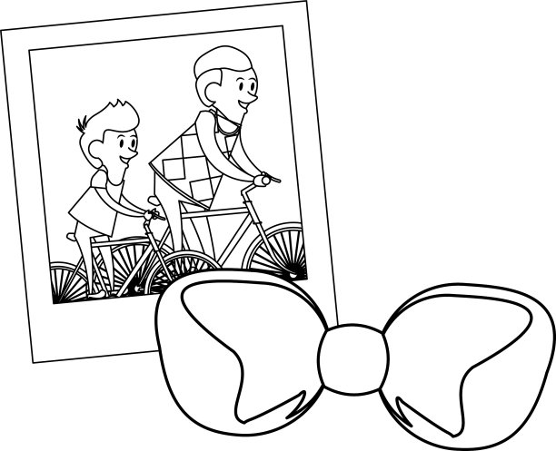 父亲节家庭庆祝黑色卡通图片下载