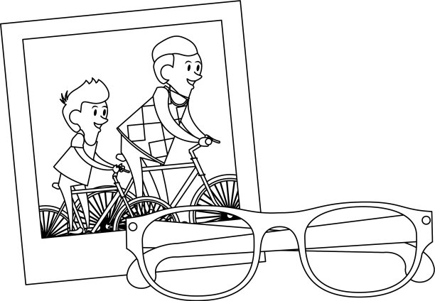 父亲节家庭庆祝黑色卡通图片下载