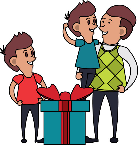 父亲节家庭庆祝卡通图片下载