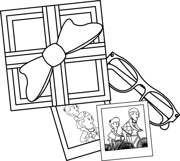 父亲节家庭庆祝黑色卡通图片下载