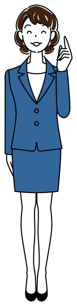 一个穿着西装的漂亮女士想出了一个好主意，并且很乐意指手画脚。全身站立插图矢量图片下载