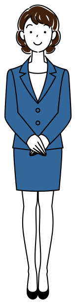 穿着西装的漂亮女人。备用的姿势。右手放在上面，双手交叉。全身站立插图矢量图片下载