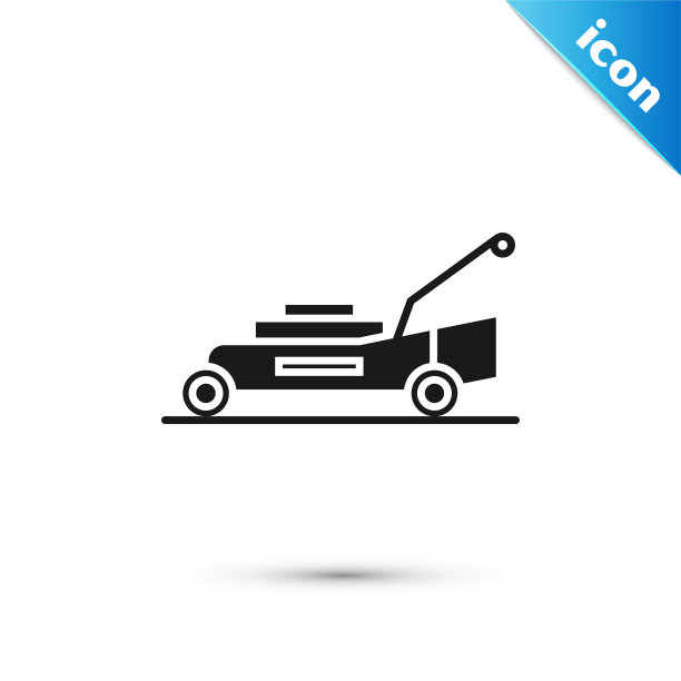 黑色割草机图标孤立在白色背景图片下载