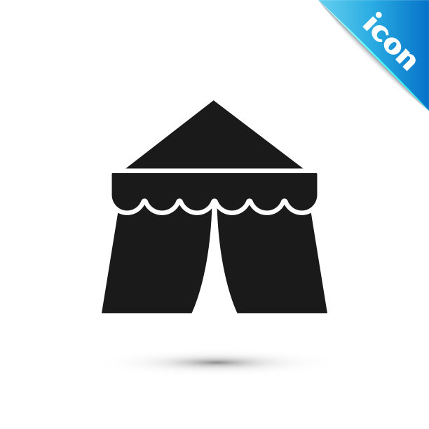 黑色的马戏团帐篷图标孤立在白色上图片下载
