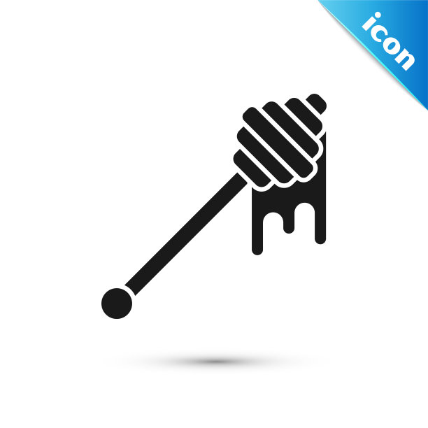 黑色蜂蜜勺粘滴蜂蜜图标图片下载